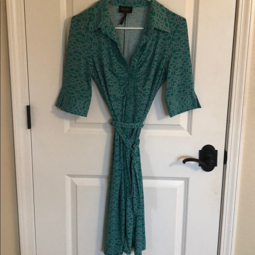 Collared wrap around work dress